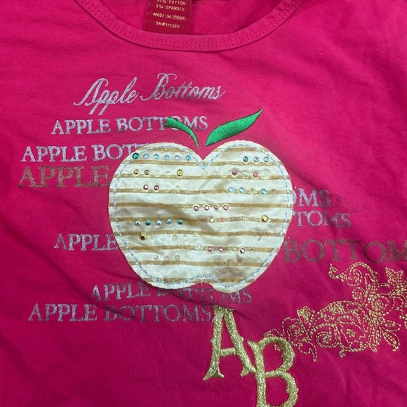 Y2K Apple Bottoms Girls Tee Shirt Pink Graphic Rhinestone Logo tShirt Size Small - Picture 4 of 8